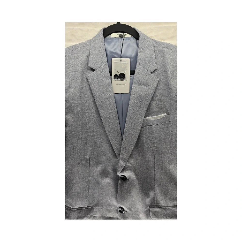 Turetrendy Blazer Sport‎ Coat Mens Large Light Blue Grey New Two Button Lined